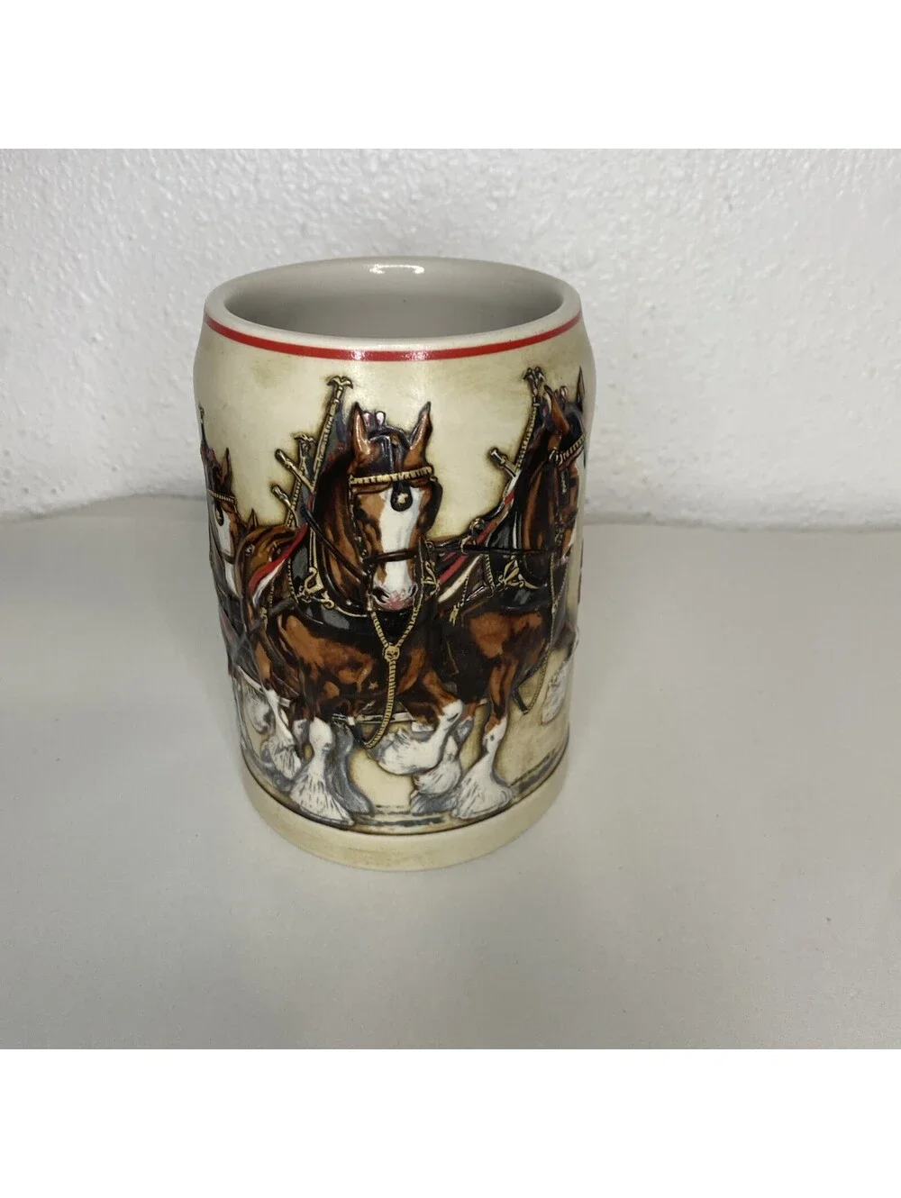 Budweiser Vintage Clydesdales Stein Anheuser-Busch Ceramarte,2 Mugs Excellent
